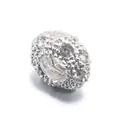 Polished silver alloy charm bead with double row rhinestones for DIY bracelets - White