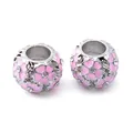 Perles en argent avec fleurs de cerisier roses et cristaux pour bracelets DIY - Rose Bonbon