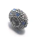 Double-row crystal spacer charm bead with dark blue rhinestones and retro texture - Blue