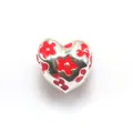 Charme de cœur en argent avec motifs de fleurs en émail rouge pour bracelet DIY - Rouge