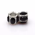 Lot de 2 charms en alliage de zinc avec pierres noires facettées pour bracelets DIY - Noir