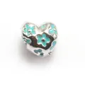Charm cœur argenté avec motif fleur en émail bleu pour bracelet bijoux DIY - Cyan