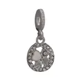 Breloque en argent avec émail blanc en forme de cœur et trèfle scintillant pour bracelets - Blanc 06