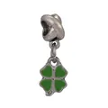 Breloque en argent avec trèfle à quatre feuilles en émail vert pour bracelet à charms - Vert 01