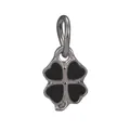 Pendentif trèfle à quatre feuilles argenté avec émail noir pour bracelets DIY - Noir 03