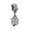 Pendentif trèfle argenté avec émail blanc pour bracelets de style européen - Blanc 01