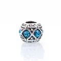 Perle en alliage d'argent vintage avec motifs géométriques et strass bleus pour bijoux DIY - Bleu ciel