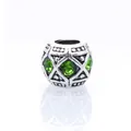 Perle charm en alliage argenté antique avec strass émeraude et motifs géométriques - Vert