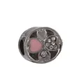 Charm trèfle et cœur argenté avec émail rose et strass pour bracelet DIY - Rose 07