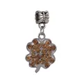 Pendentif trèfle à quatre feuilles argenté avec strass bruns pour bracelet - Jaune 05