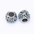 Perle de fleur en argent avec strass bleu clair pour bracelets de charme européens DIY - Rose bonbon