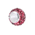 Détail d'une perle charnière en cristal rouge avec grand trou en métal pour bracelet - Rouge