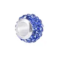Gros plan sur la perle pavée de cristaux bleus à large trou pour bracelets DIY - Bleu