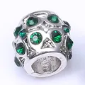 Charm trèfle en argent avec cristaux émeraude pour bracelets à composer - Vert 09