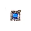 Perle carrée en alliage de zinc pour bracelets DIY avec pierre bleue et strass blancs - Bleu