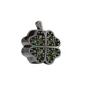 Pendentif trèfle à quatre feuilles en argent antique avec strass verts - Vert 08
