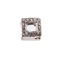Charme carré en argent avec pierre centrale et bordure en zircone pour bracelets DIY - Blanc