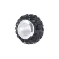Perle scintillante en argile et cristal noir avec noyau en argent pour bracelets DIY - Noir