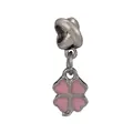 Pendentif trèfle à quatre feuilles en argent avec émail rose pour bracelets DIY - Rose 01