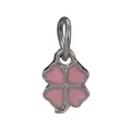 Pendentif trèfle à quatre feuilles en émail rose et argent pour bracelets DIY - Rose 02