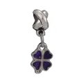 Perle charm en argent avec trèfle à quatre feuilles en émail violet pour bijoux DIY - Violet 01
