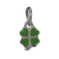 Pendentif trèfle à quatre feuilles en argent avec émail vert pour bracelet DIY - Vert 03