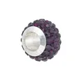 Perle à gros trou violet foncé ornée de cristaux scintillants pour bracelet - Violet foncé