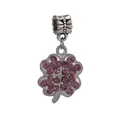 Pendentif trèfle argenté avec strass roses pour bracelets à breloques européens DIY - Rose 04