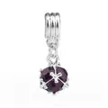 Pendentif hexagonal plaqué argent avec cristal violet facetté pour bracelet DIY - Violet