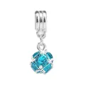 Pendentif boule de cristal plaqué argent avec pierre facettée bleu lac incrustée - Bleu lac