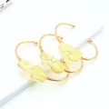 Juego de tres brazaletes dorados con piedras naturales de cuarzo citrino en bruto - 65mm / Amarillo Limón