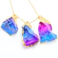 Pendenti in cristallo naturale irregolare placcati in oro su collana a catena sottile - Multicolore