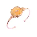 Brazalete ajustable de oro rosa con una gran drusa de cristal amarillo natural - Amarillo