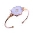 Brazalete ajustable chapado en oro con piedra de cristal natural de girasol - Blanco Natural