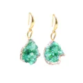 Green druzy crystal earrings with gold plated edges and tassels for women jewelry - Green