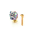 Rainbow crystal cluster cabinet handle with gold brass base and mounting screw - Multicolor