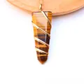 Tiger eye crystal sword pendant with golden wire wrap and matching fine chain - Tiger's Eye Gold Tone (Pendant Only (Without Chain))