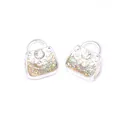 Silver handbag charms with green glitter and rhinestones for DIY bracelet jewelry - Colorful