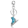 Porte-clés patins à roulettes bleu avec strass brillants et mousqueton argenté élégant - Bleu