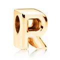 Charm a forma di lettera R in oro rosa con finitura lucida per bracciali DIY - Lettera R / 10 Pezzi/Confezione (12mm) / Oro