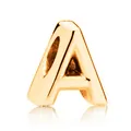 Charm lettera A 3D lucida in finitura dorata per bracciali e collane gioielli DIY - Lettera A / 10 Pezzi/Confezione (12mm) / Oro