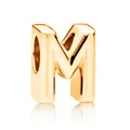 Perla con foro grande lettera M iniziale oro lucido per ciondoli gioielli fai-da-te - Taglia M / 10 Pezzi/Confezione (12mm) / Oro