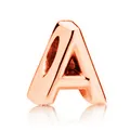 Charmosa perla lettera A in oro rosa per bracciali DIY con finitura lucida - Lettera A / 10 Pezzi/Confezione (12mm) / Oro rosa