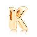 Perla alfabeto lettera K in oro rosa per bracciali fai-da-te e gioielli - Lettera K / 10 Pezzi/Confezione (12mm) / Oro