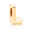 Ciondolo a lettera L in oro rosa lucido con foro grande per bracciali fai-da-te - Taglia L / 10 Pezzi/Confezione (12mm) / Oro