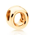 Perlina con lettera in lega d'oro rosa lucido con foro grande per bracciali - Lettera O / 10 Pezzi/Confezione (12mm) / Oro