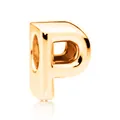 Charm lettera P in oro rosa con foro grande per bracciali e gioielli fai da te - Lettera P / 10 Pezzi/Confezione (12mm) / Oro
