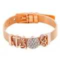 Rose gold Milanese mesh bracelet with anchor, love, and heart charms for women - Rose Gold