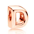 Ciondolo a lettera D in oro rosa con foro grande per braccialetti fai-da-te - Lettera D / 10 Pezzi/Confezione (12mm) / Oro rosa
