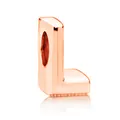 Ciondolo lettera L in oro rosa lucido con foro centrale per bracciale fai-da-te - Taglia L / 10 Pezzi/Confezione (12mm) / Oro rosa